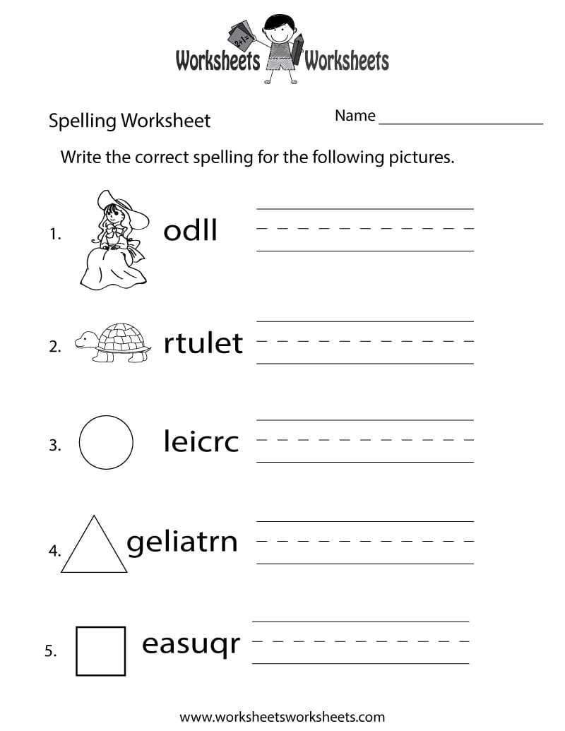 Free Printable Spelling Practice Worksheet