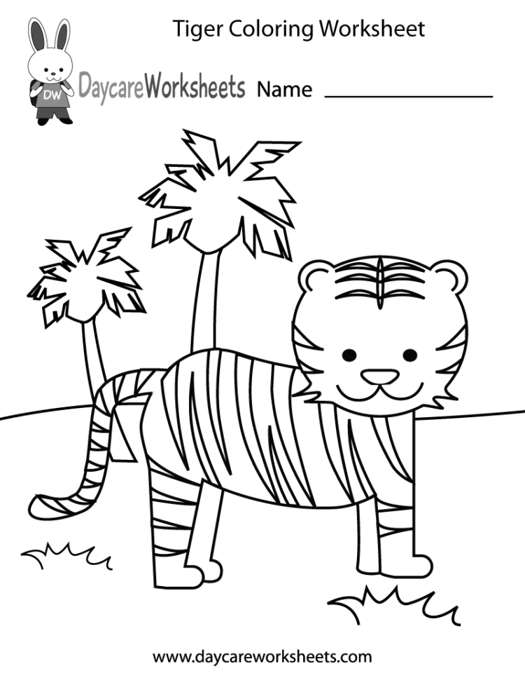 Free Printable Tiger Coloring Worksheet For Preschool
