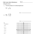Free Printable Twelfth Grade Math Practice Worksheet