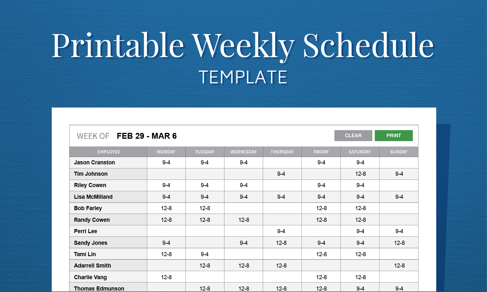 free work schedule maker