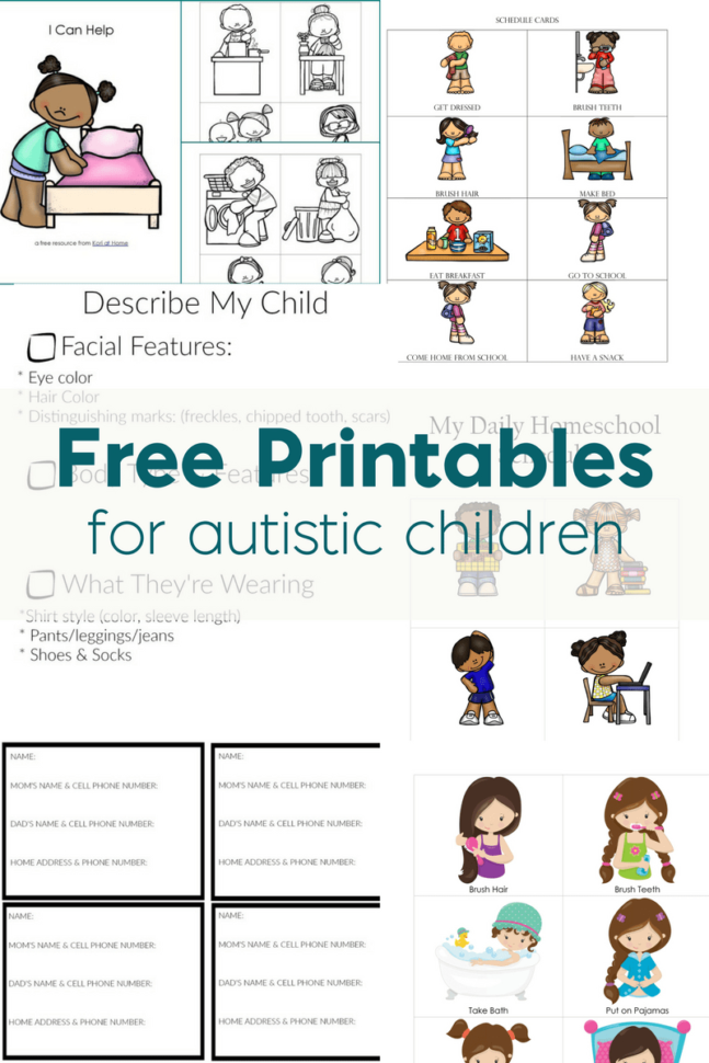 Free Printables For Autistic Children And Their Families Or