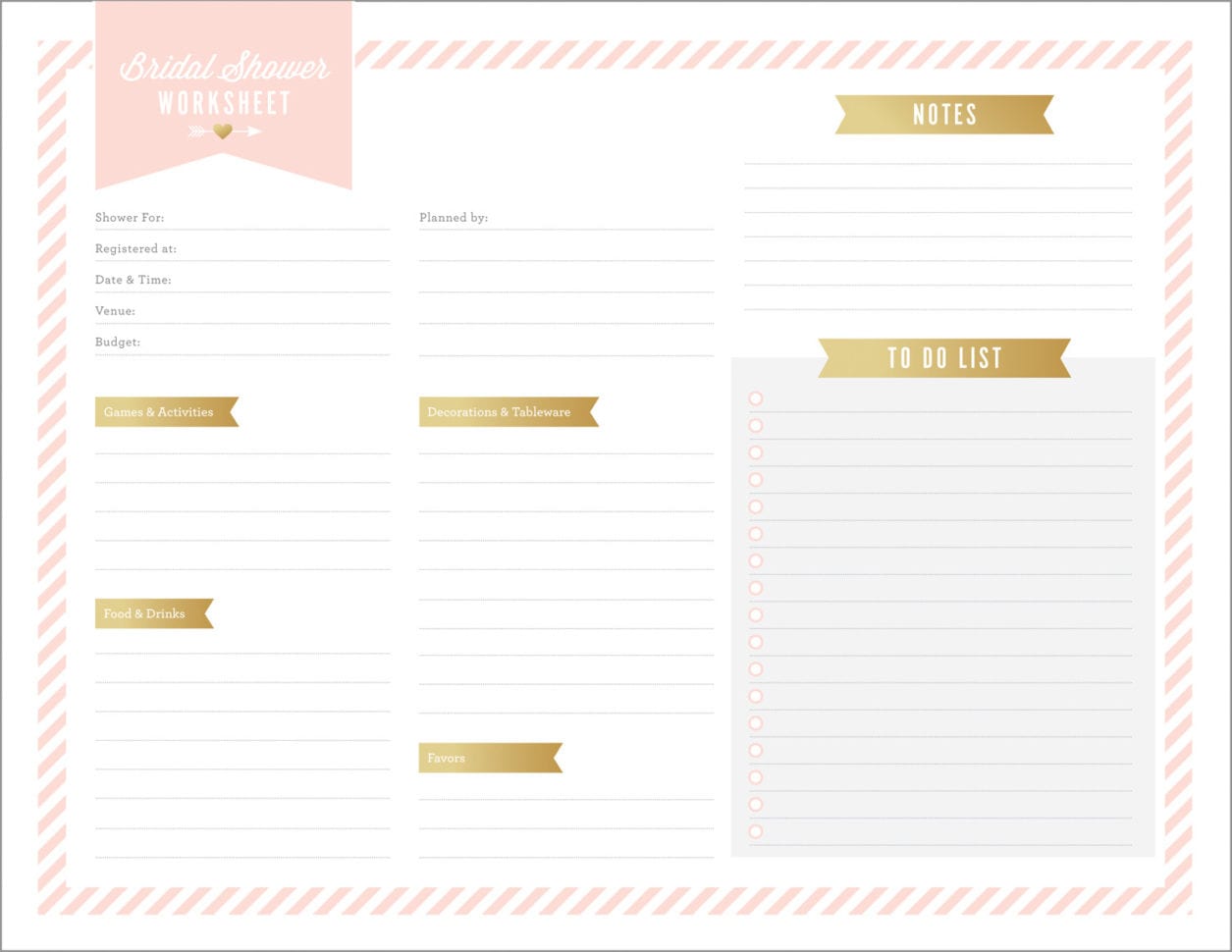 Free Printables For Bridal Shower Planning
