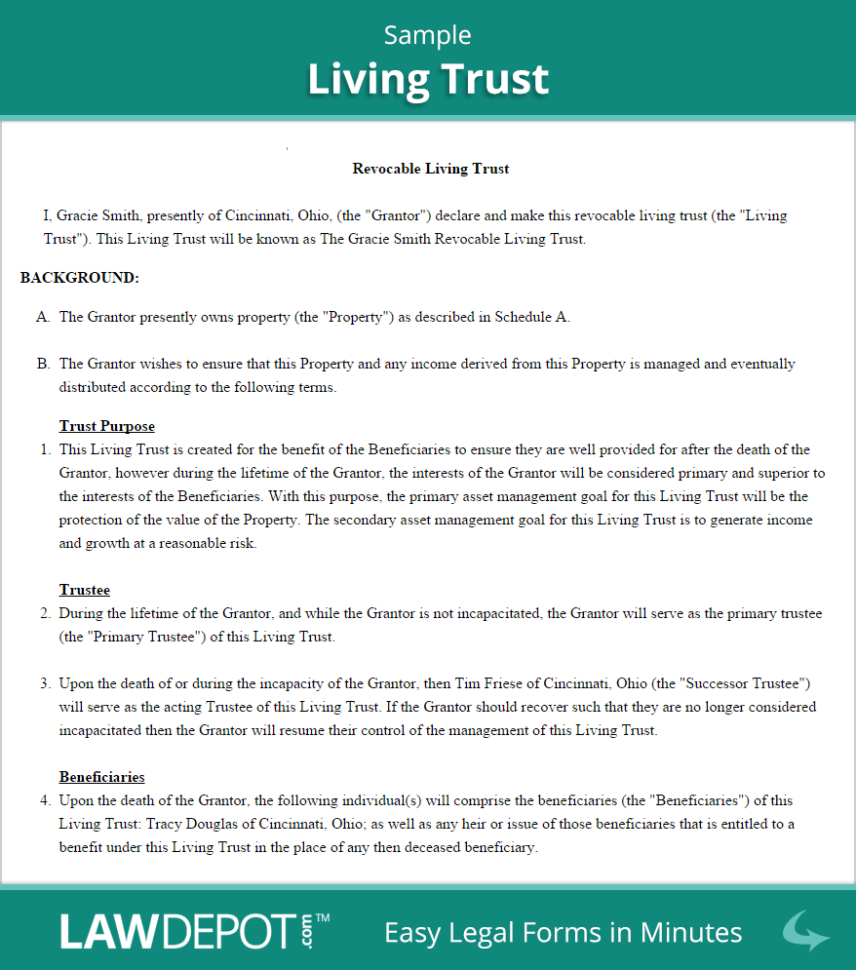 Free Revocable Living Trust  Create Download And Print