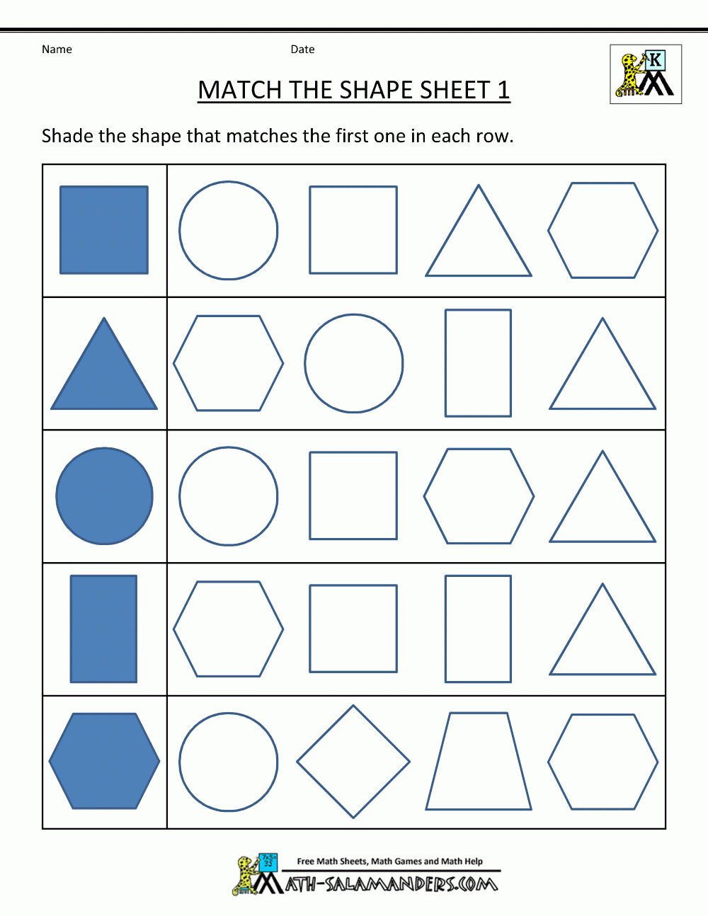 Shapes Worksheets For Kindergarten Db excel