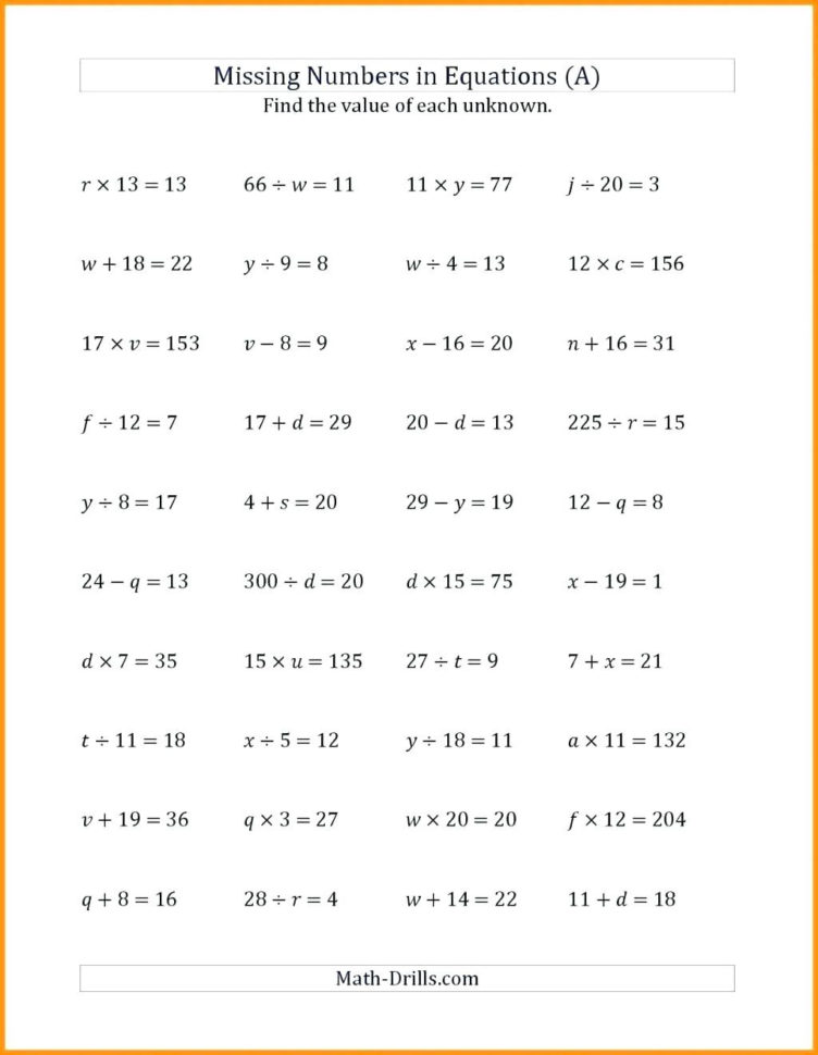 Free Simple Algebra Worksheets – Rivetcolorco