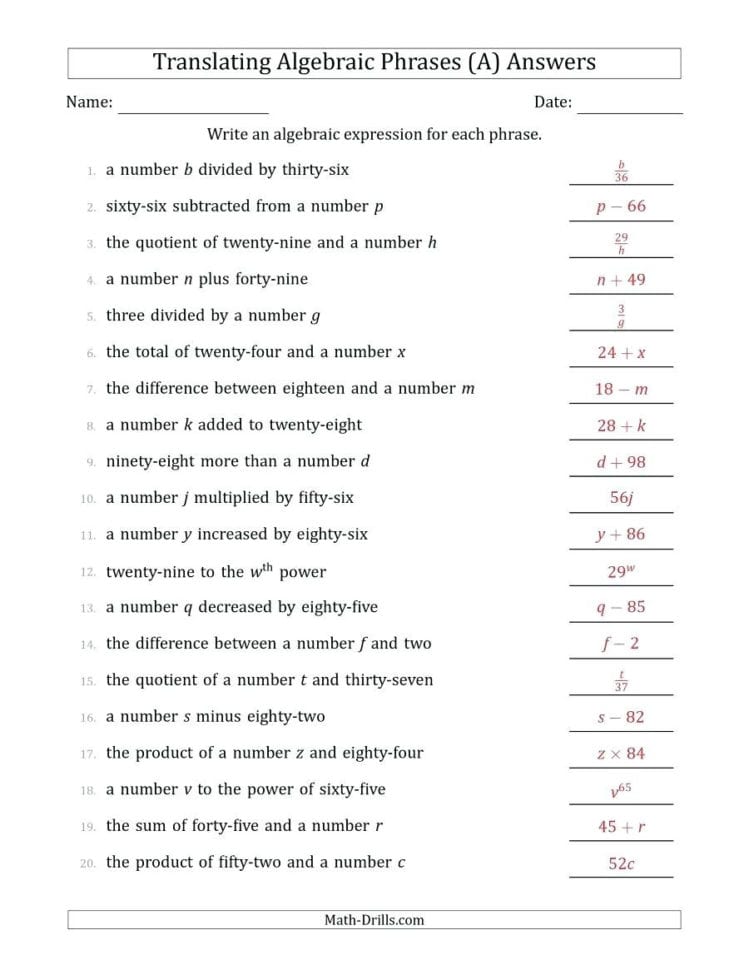 Free Simple Algebra Worksheets – Rivetcolorco
