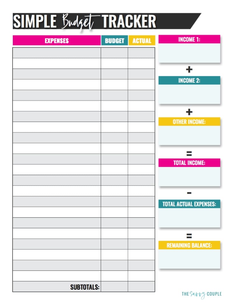 simple budget worksheet pdf