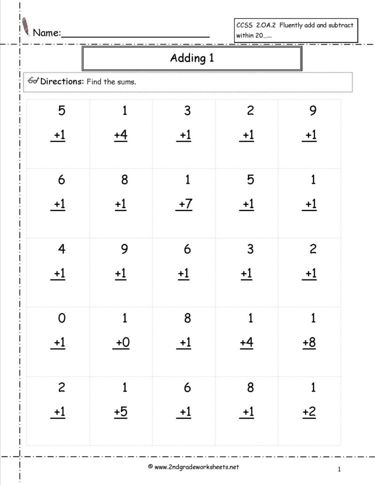 Free Single Digit Addition Worksheets