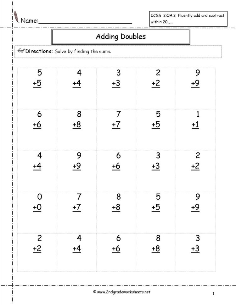 Free Single Digit Addition Worksheets