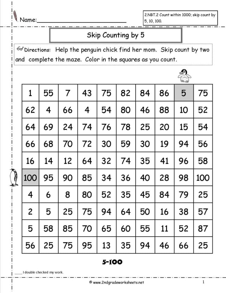 Free Skip Counting Worksheets