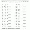 Free Subtraction Worksheets To 12
