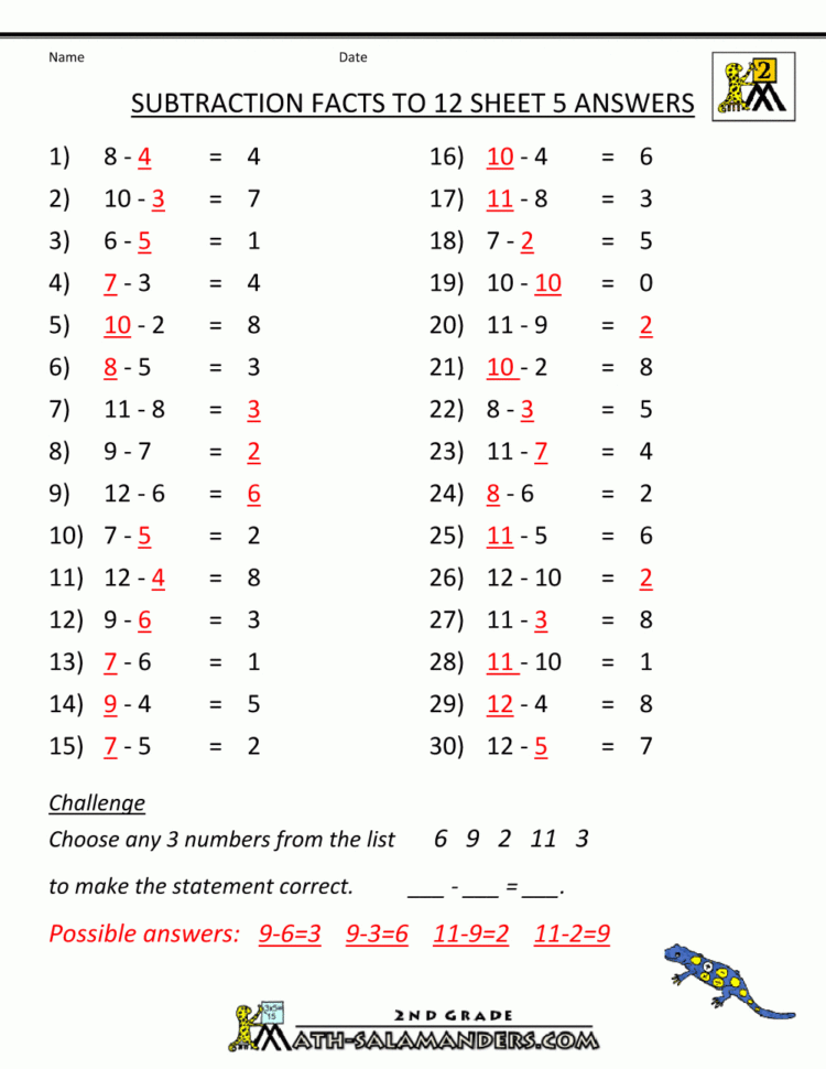 Free Subtraction Worksheets To 12 — db-excel.com