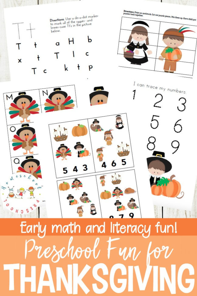 Free Thanksgiving Printable Activities For Preschoolers