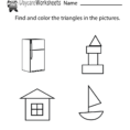 Free Triangle Shapes Worksheet For Preschool