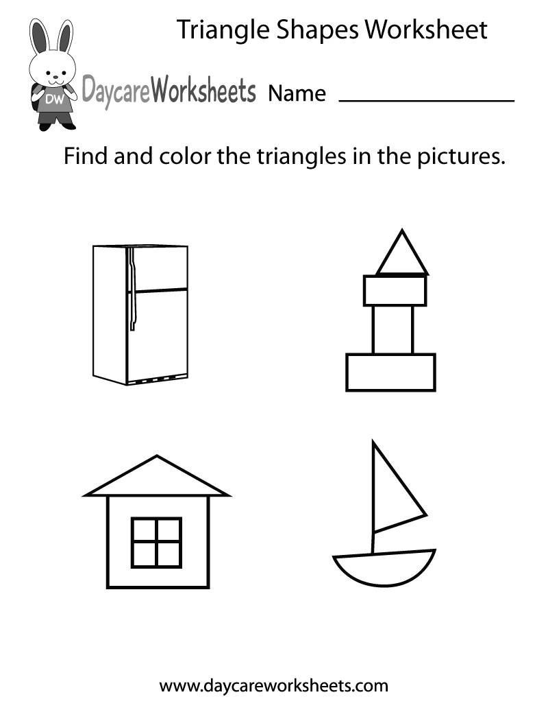 Free Triangle Shapes Worksheet For Preschool
