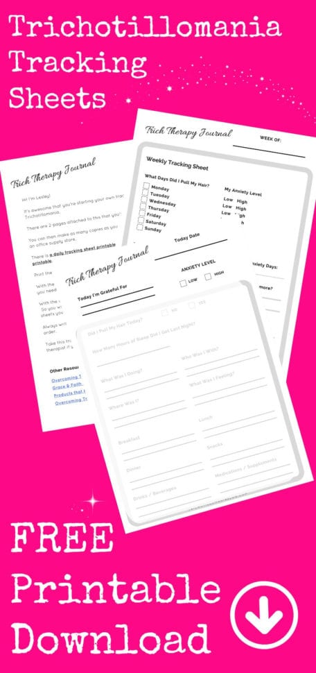 Free Trichotillomania Pdf Worksheets  Easy To Use Tracking