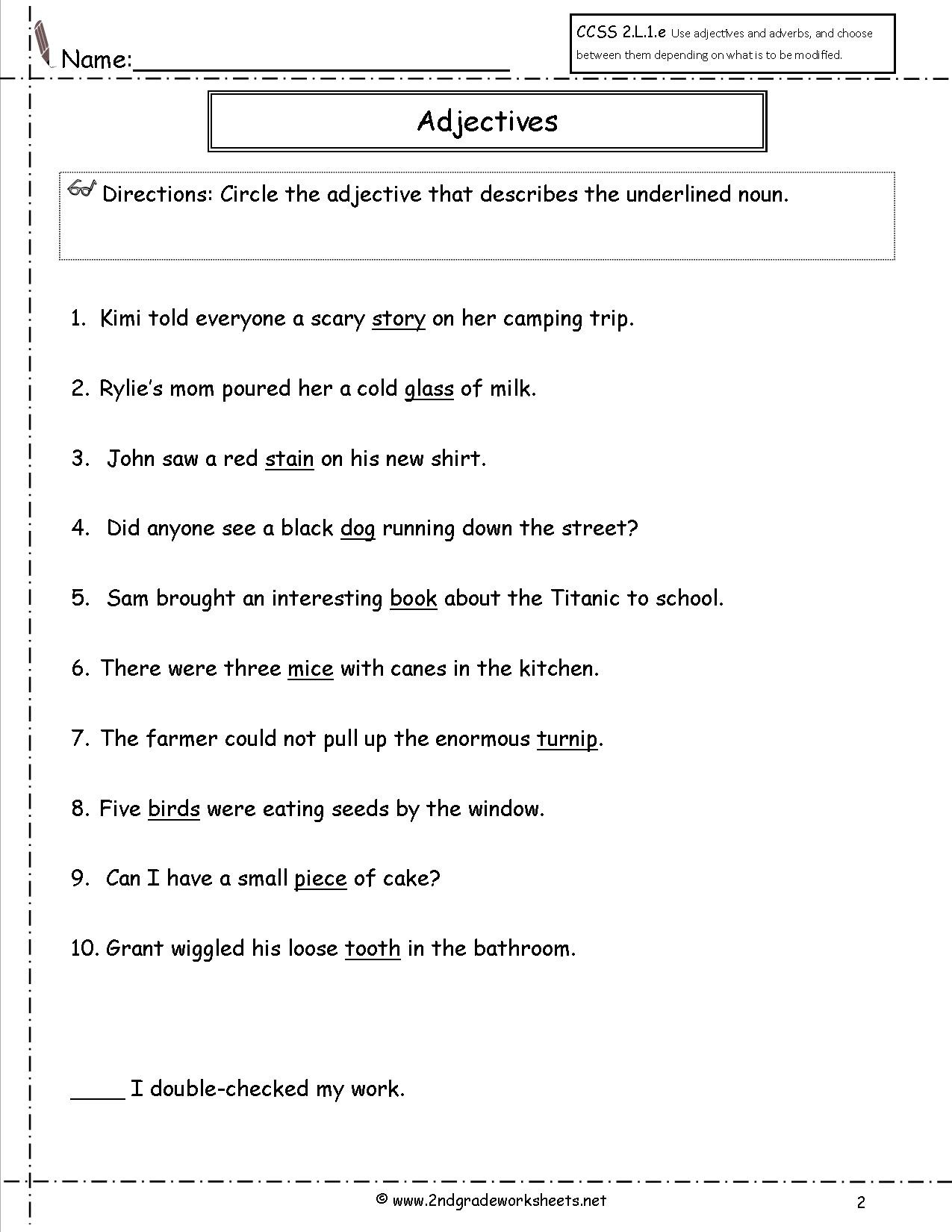 Free Using Adjectives And Adverbs Worksheets