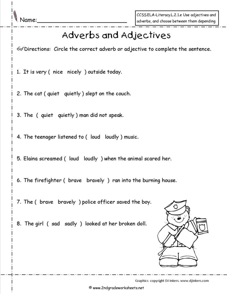 Adjective And Adverb Worksheet 3rd Grade