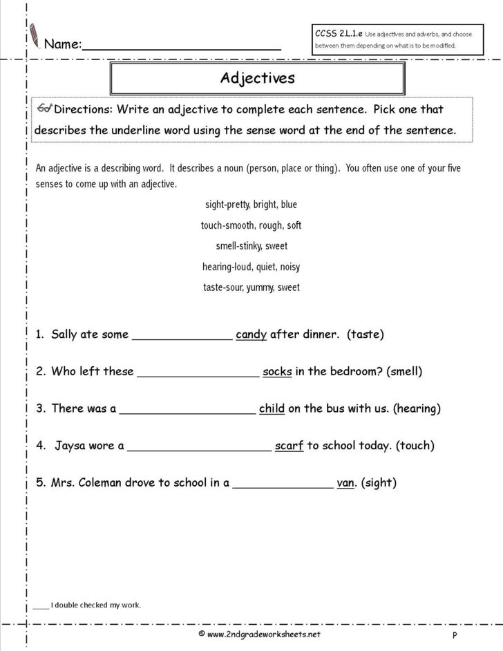 Adjective And Adverb Worksheets For College