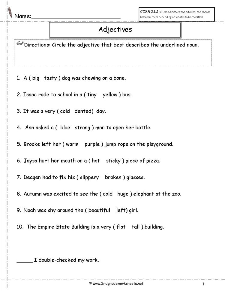Free Using Adjectives And Adverbs Worksheets
