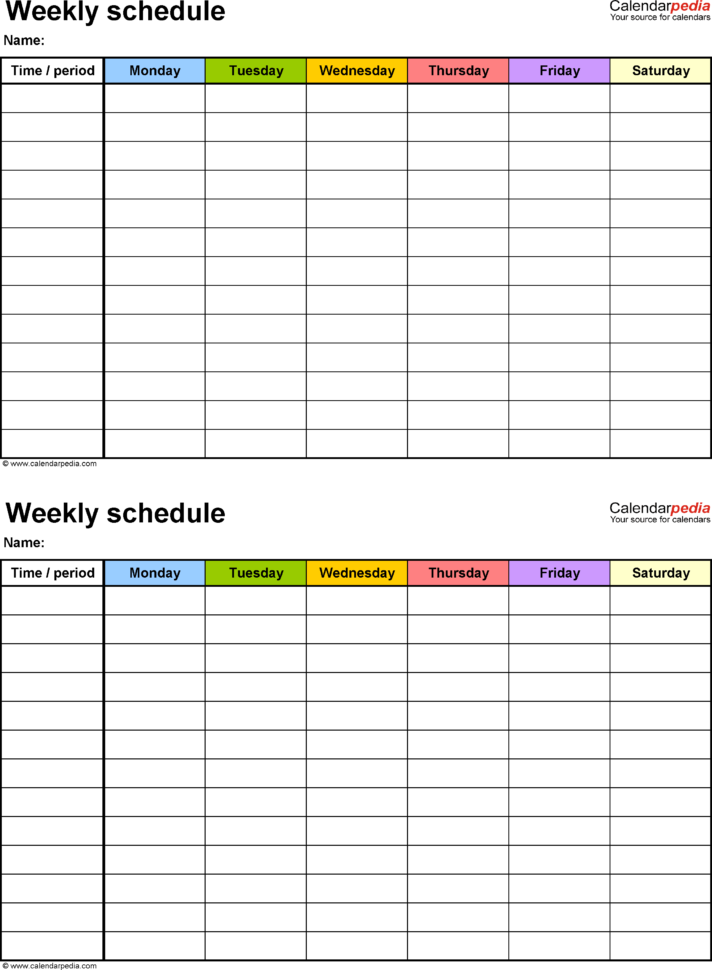 Free Weekly Schedule S For Excel  18 S