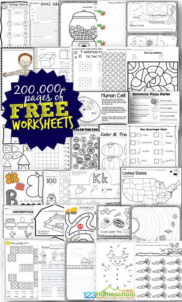 Free Worksheets  200000 For Prek6Th  123 Homeschool 4 Me