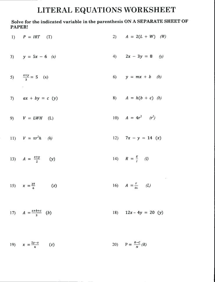 Free Worksheets For Linear Equations – Fiestaprintco