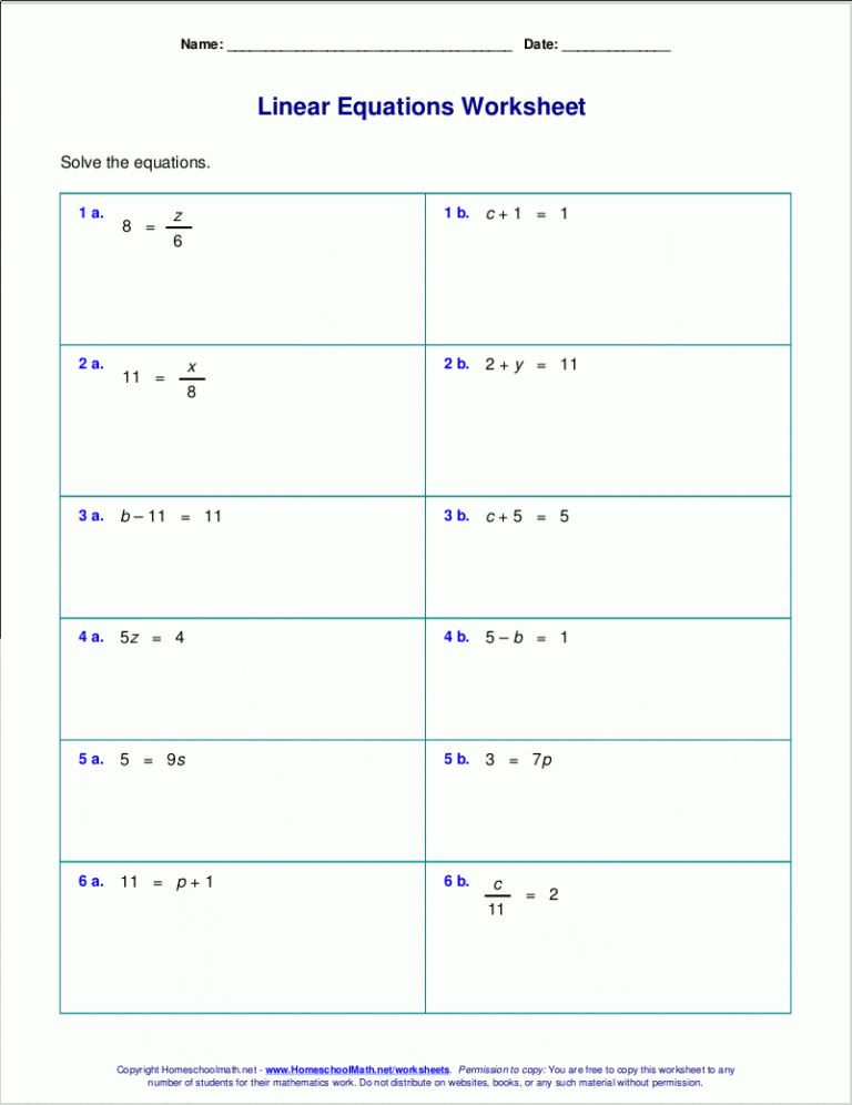 Grade 5 Equations Worksheets
