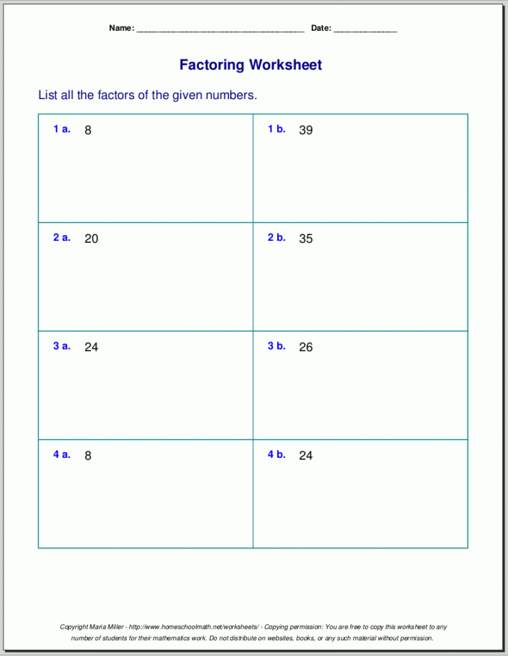Factoring Worksheet With Answers Db excel