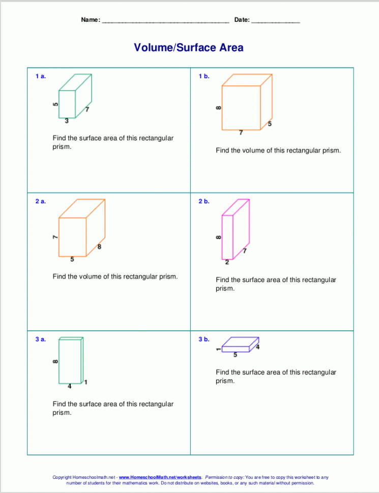 Grade 8 Math Surface Area And Volume Worksheets