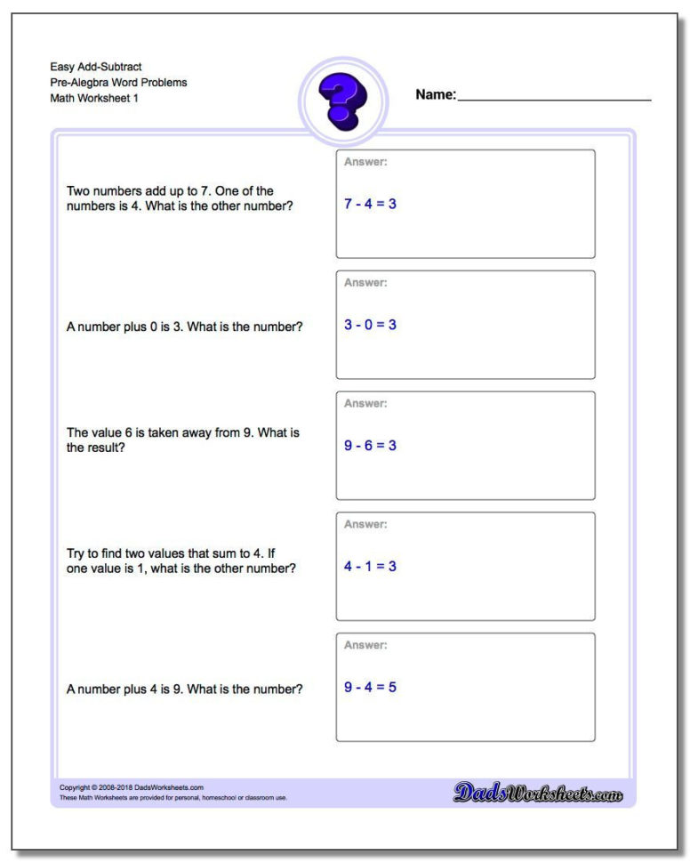 Free Worksheets » Free Printable Pre Algebra Worksheets … – Jowo