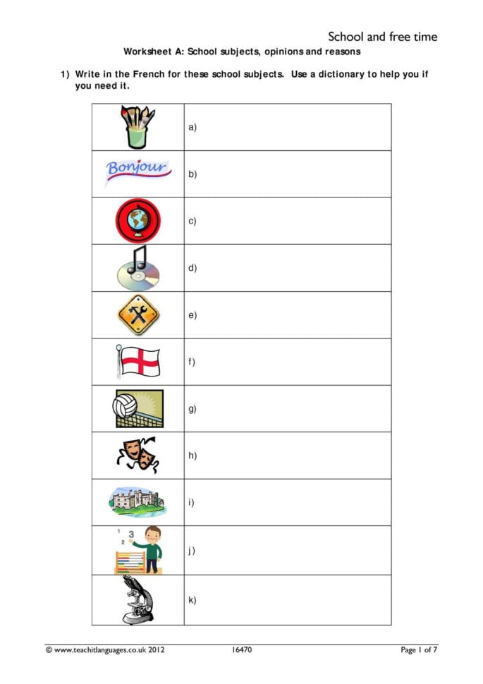 French Adjectives Worksheet Agreement