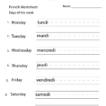 French Days Of The Week Worksheet  Free Printable Educational Worksheet