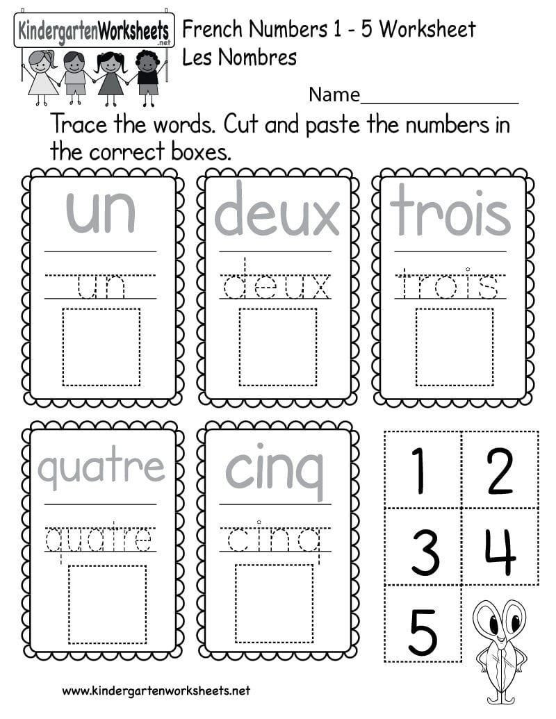 French Numbers Worksheet  Free Kindergarten Learning