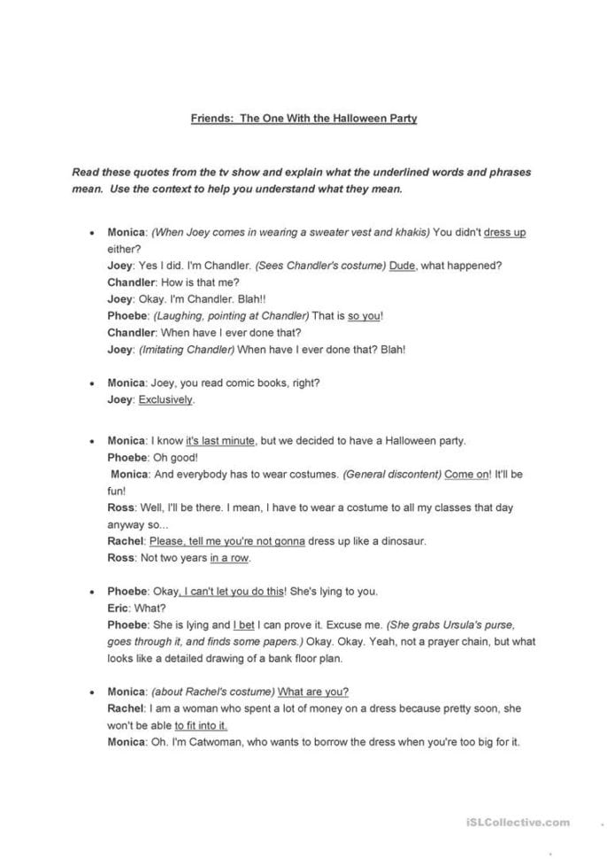 Friends The One With The Halloween Party  English Esl