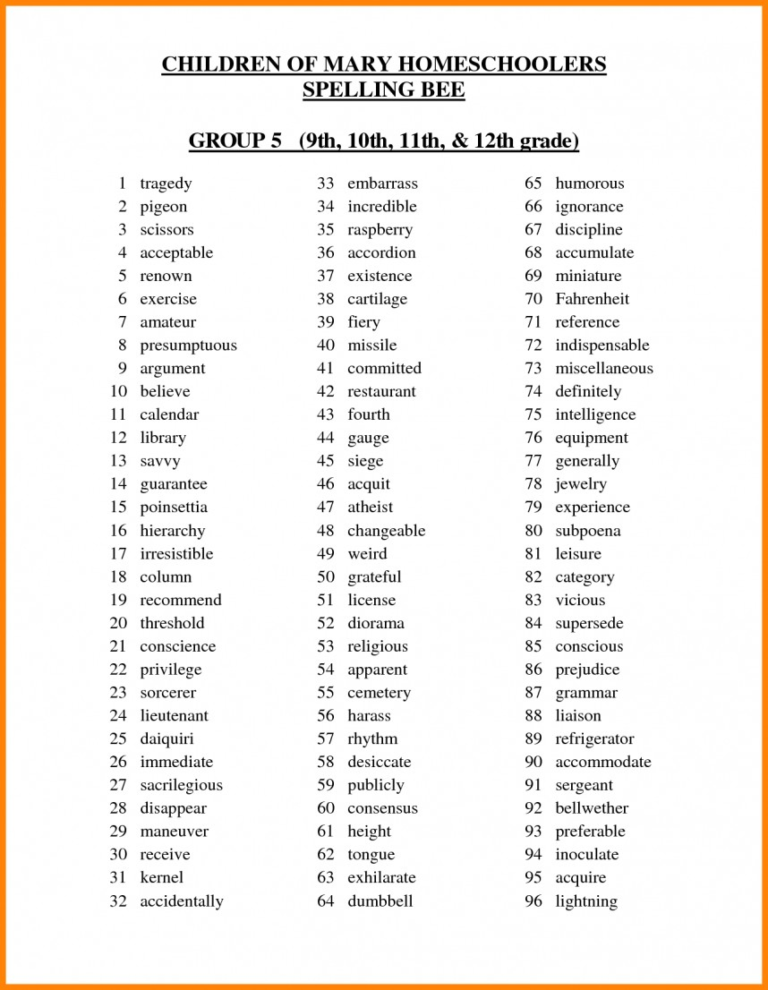 4th Grade Words And Definitions