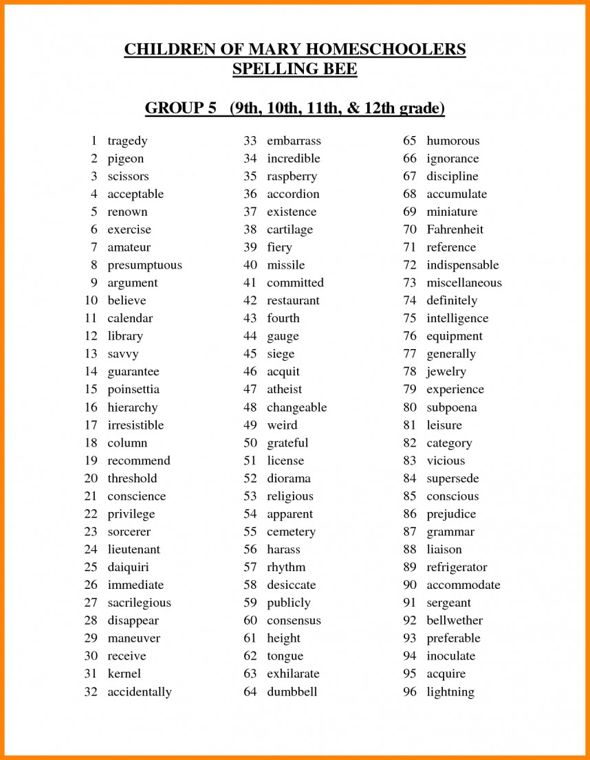 Frightening 4Th Grade Vocabulary Words And Definitions Printable