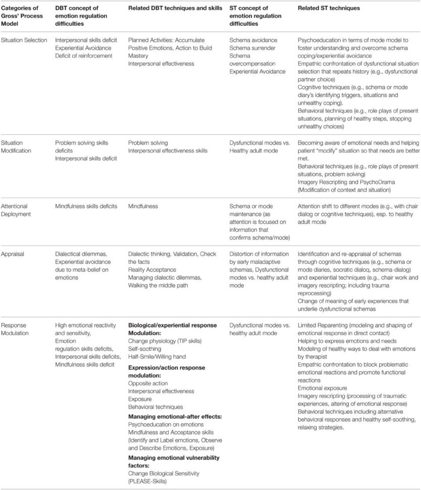 Frontiers  Emotion Regulation In Schema Therapy And