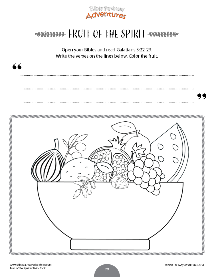 Fruit Of The Spirit Coloring Activity Book – Bible Pathy