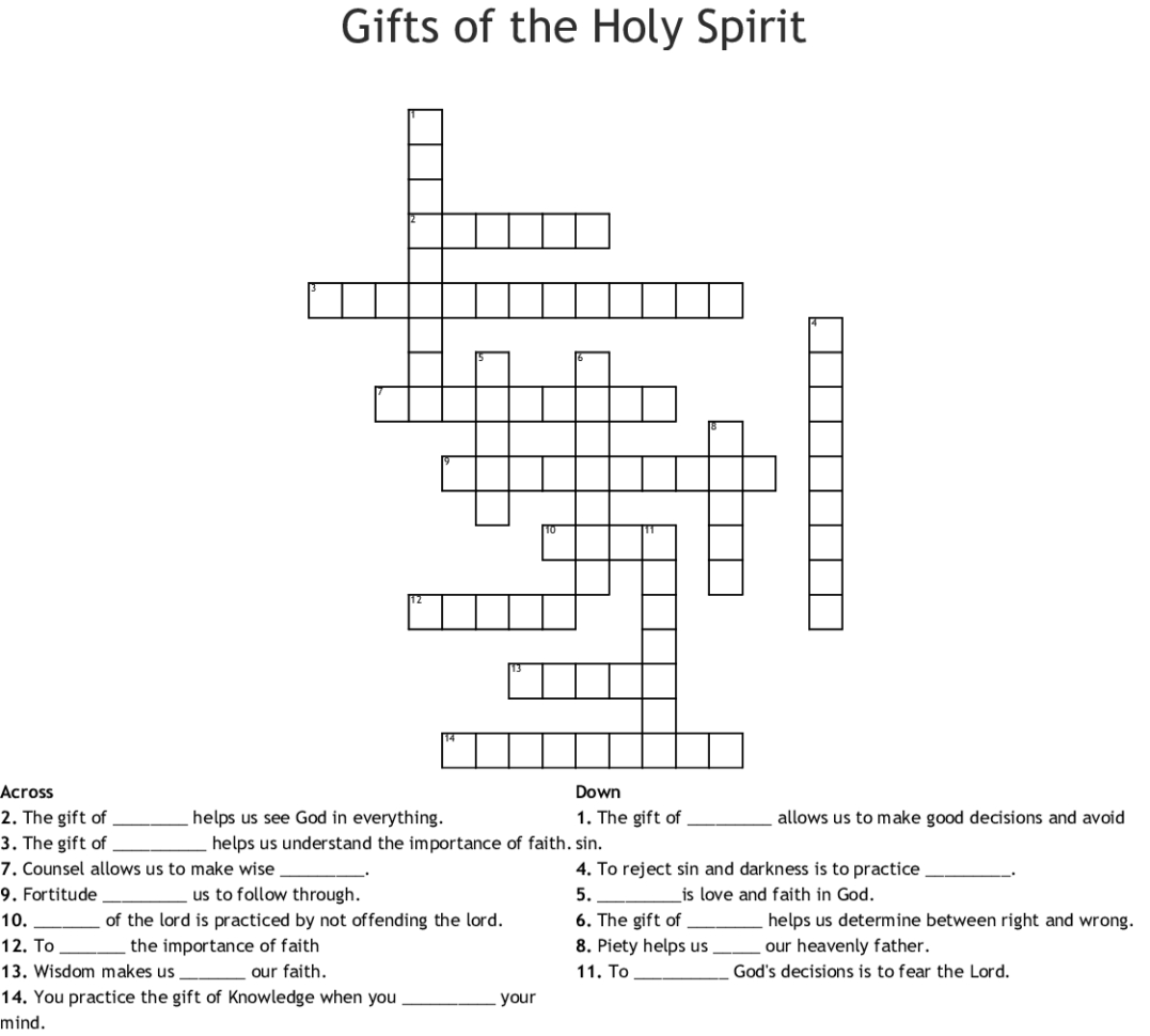 Gifts Of The Holy Spirit Worksheet — db-excel.com