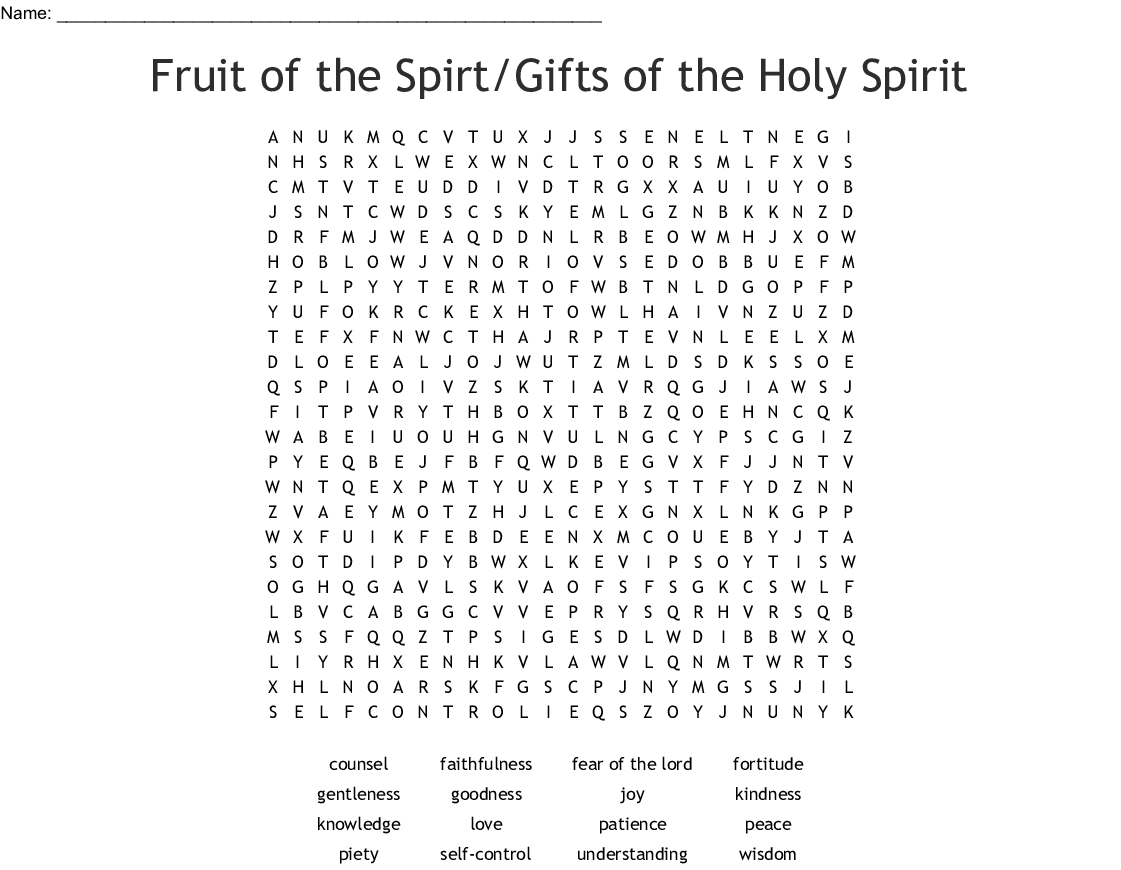 Fruit Of The Spirtgifts Of The Holy Spirit Word Search
