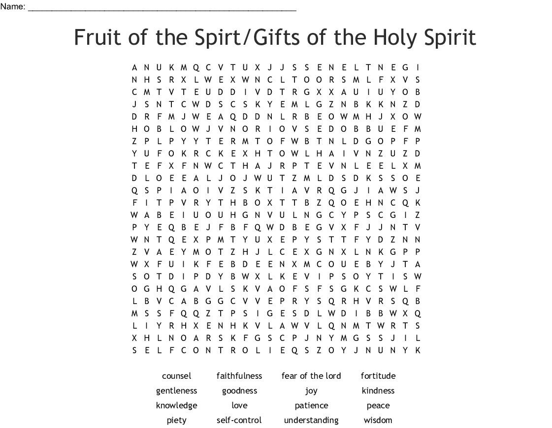 Fruit Of The Spirtgifts Of The Holy Spirit Word Search Db excel