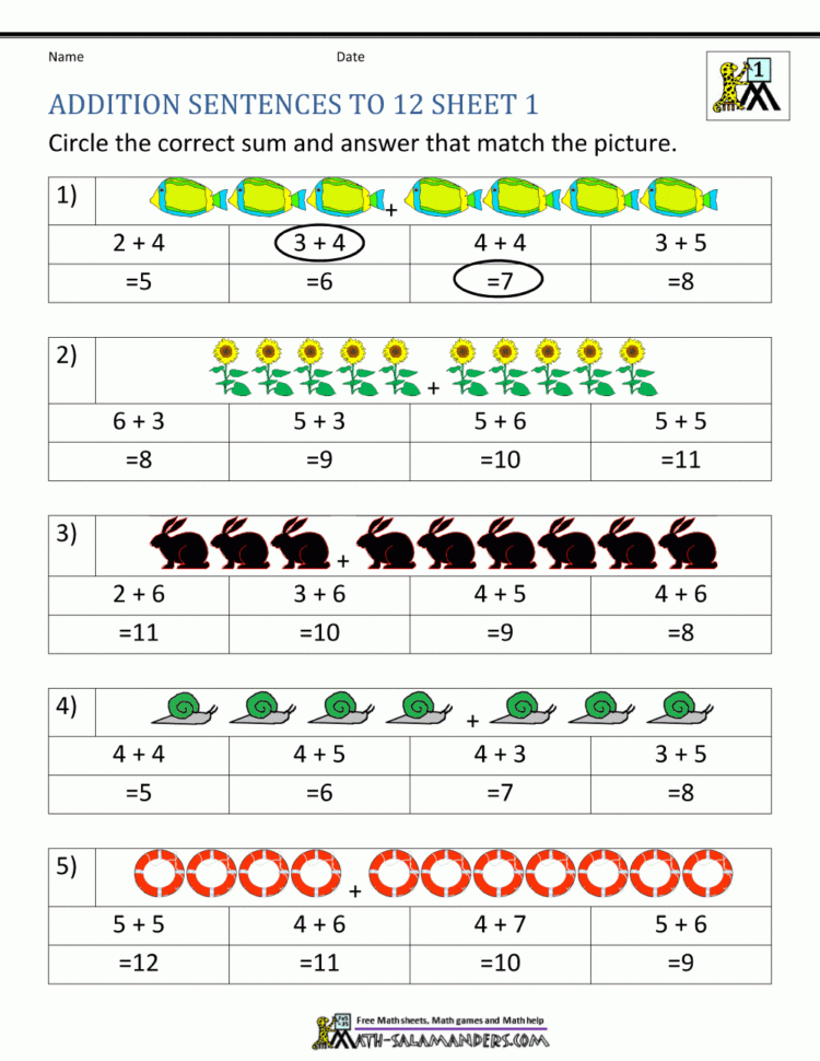Ft Grade Addition Worksheets
