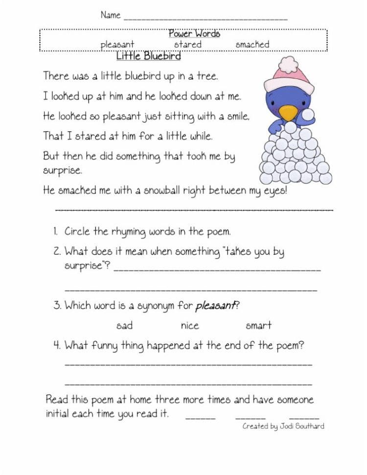 Ft Grade Reading Worksheets Free Common Core 1St Report