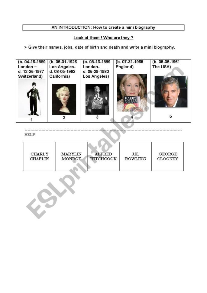 Ft Step To Write A Biography  Esl Worksheetbraidjait