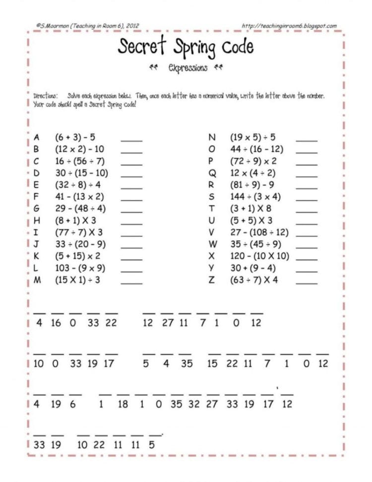 Fun Math Worksheets Middle School Free