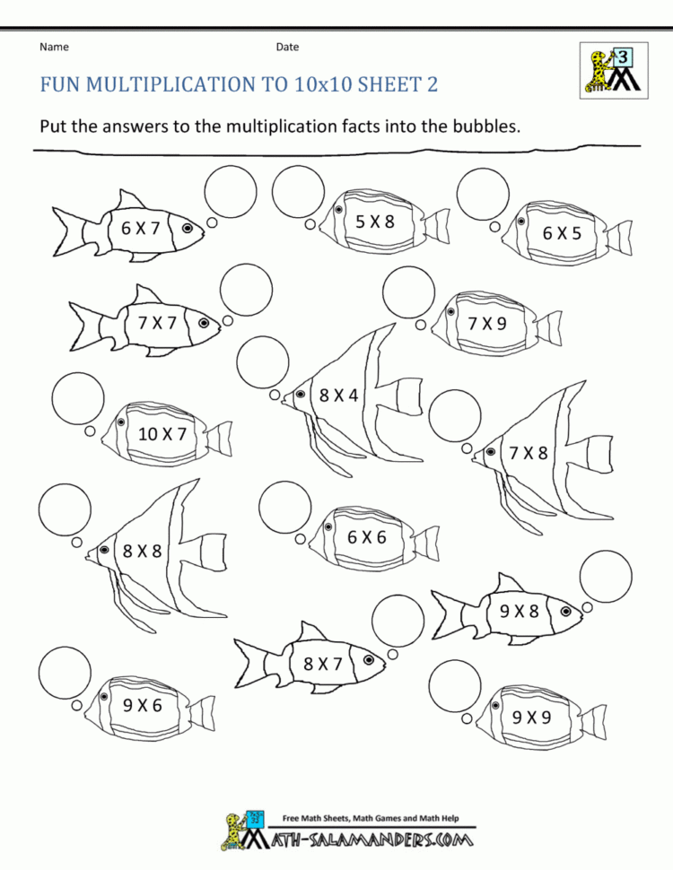Fun Multiplication Worksheets To 10X10