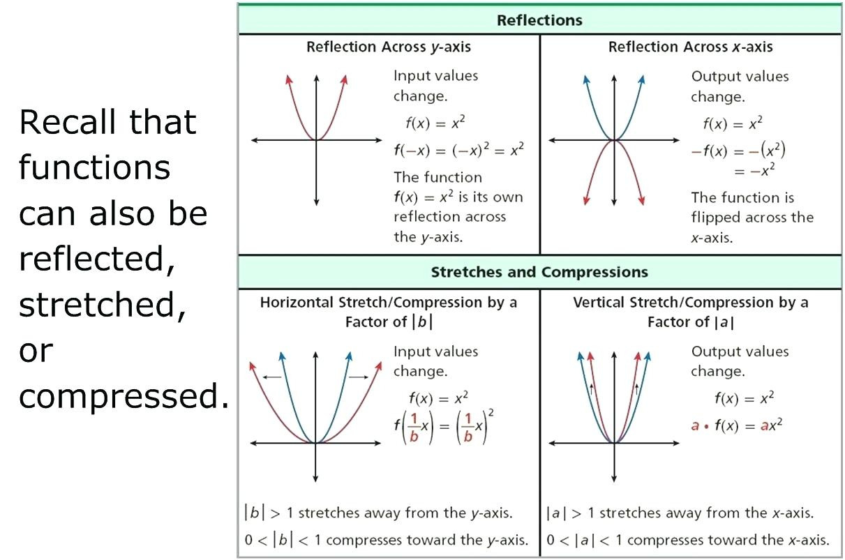 Function Translation Math Worksheets For Quadratic Translations