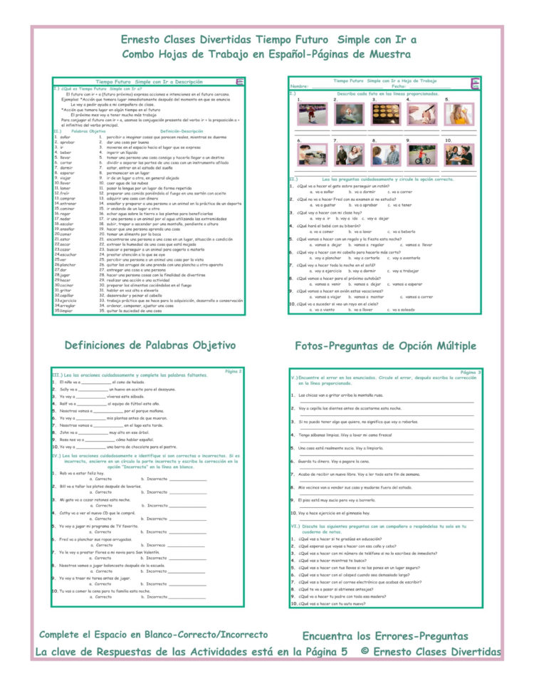 Future Simple Going To Combo Activities Spanish Worksheets