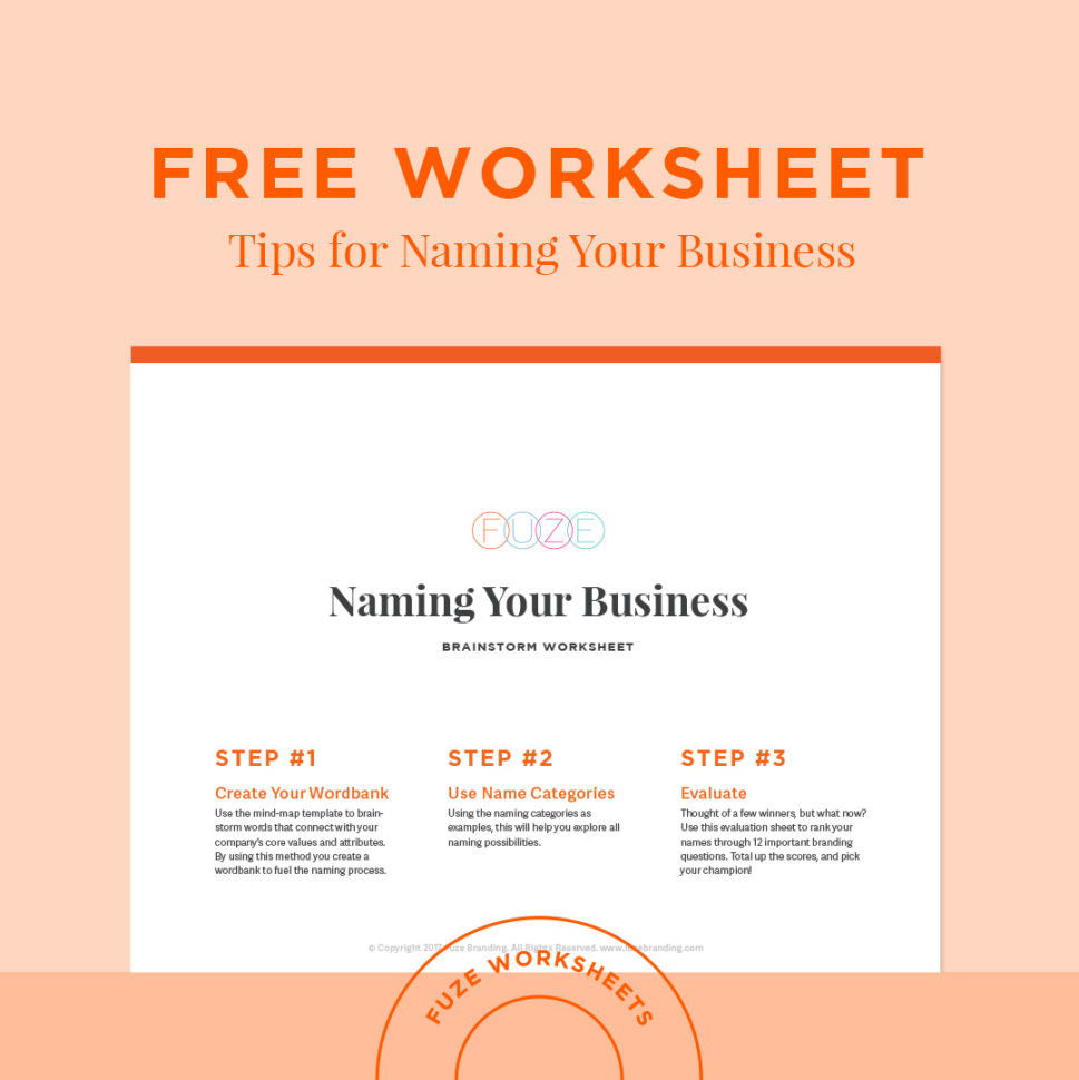 Fuze Branding  Brainstorm Worksheet  Tips For Naming Your